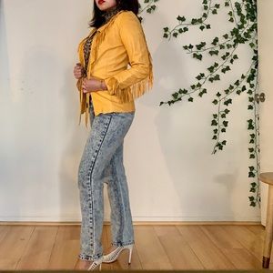 Vintage yellow fringe leather jacket